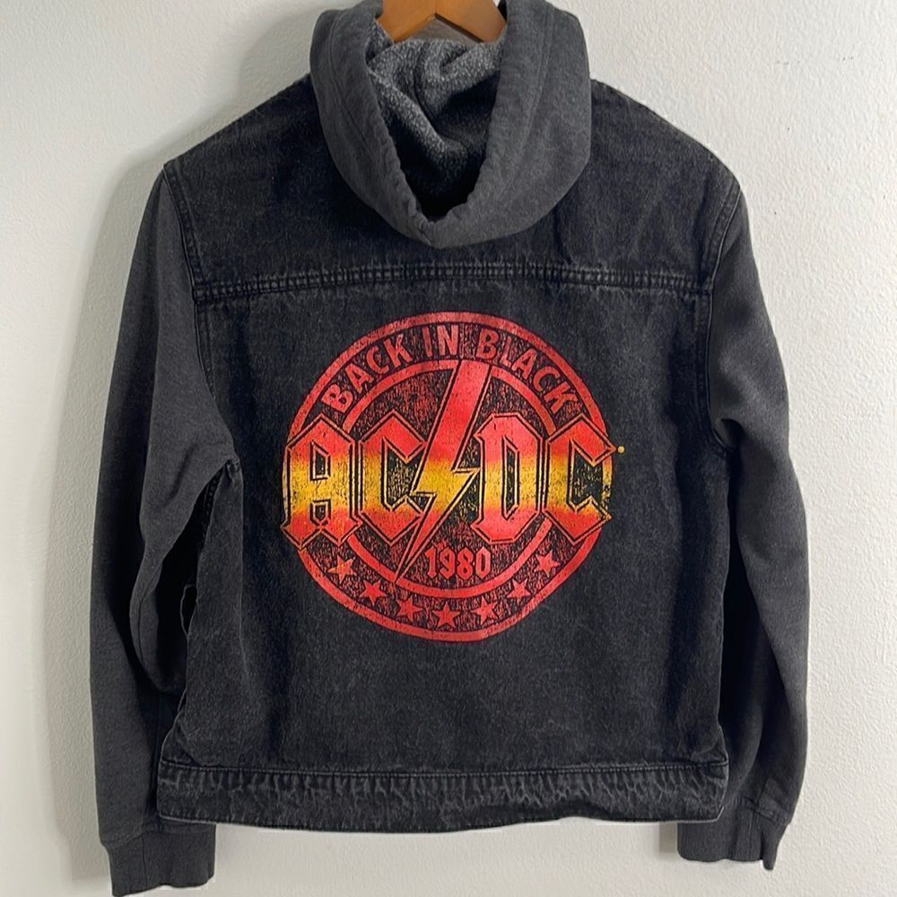 AC\DC Jean jacket.  Size Medium.  Cotton jacket with drawstring hood.